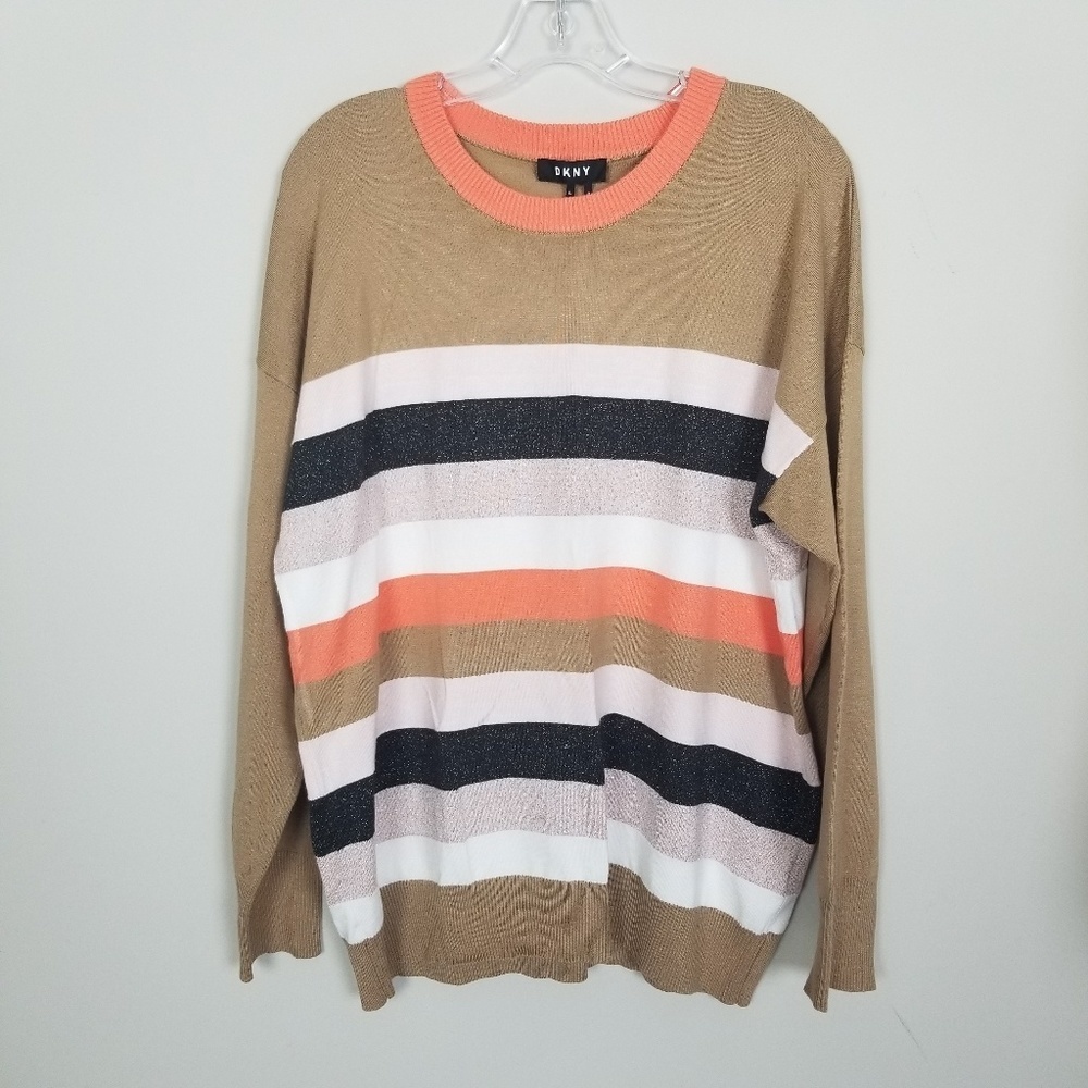 DKNY ColorBlock Strip Crewneck Long Sleeve Sweater